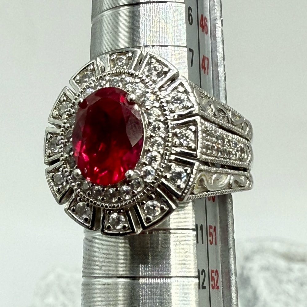 Vanna K for Bella Luce 2.80ct Ruby & Zirconia Halo Ring Sterling Silver Sz 5 - Picture 11 of 17